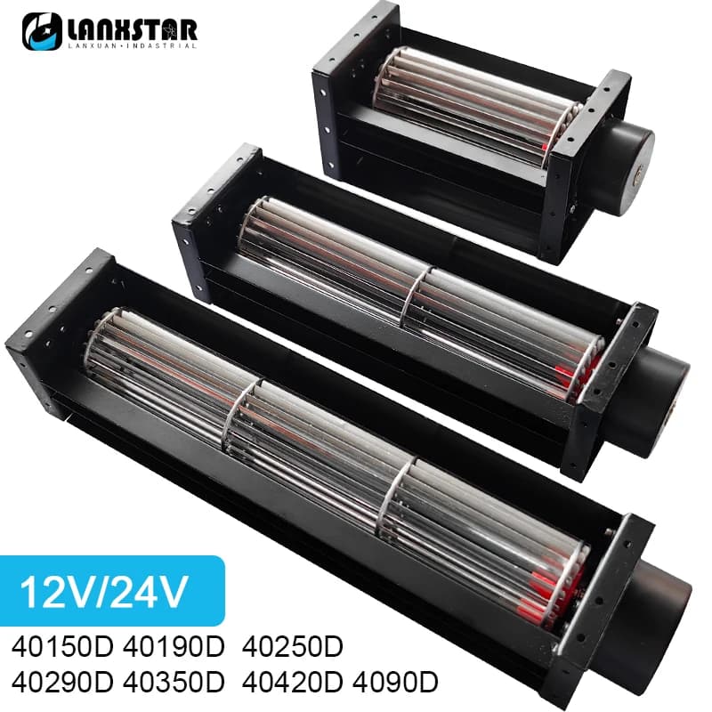 12V 24V DC Cross Flow Fan Drum Fan Multi Models Cross Flow Ventilation Blower Long Strip Fan Large Air Volume Quiet Ball Bearing