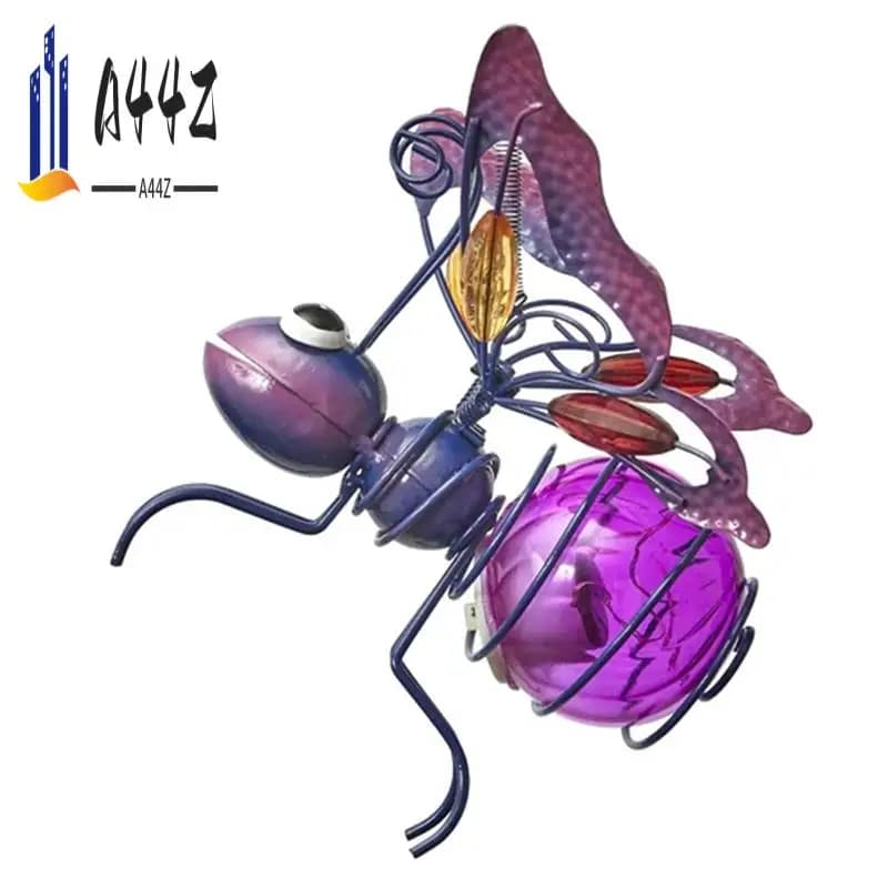 A44Z-Statua di insetti in ferro solare con fata luminosa a LED ornamento per albero da appendere impermeabile per esterni per decorazioni artistiche da cortile