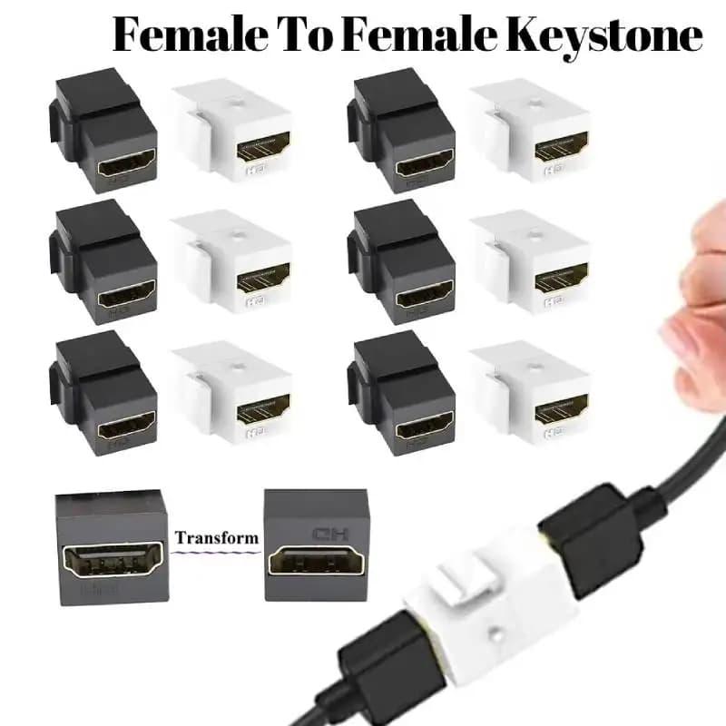 HDMI compatible keystone adapter from female to female, keystone jack insert holder, easy to use for wall panel.