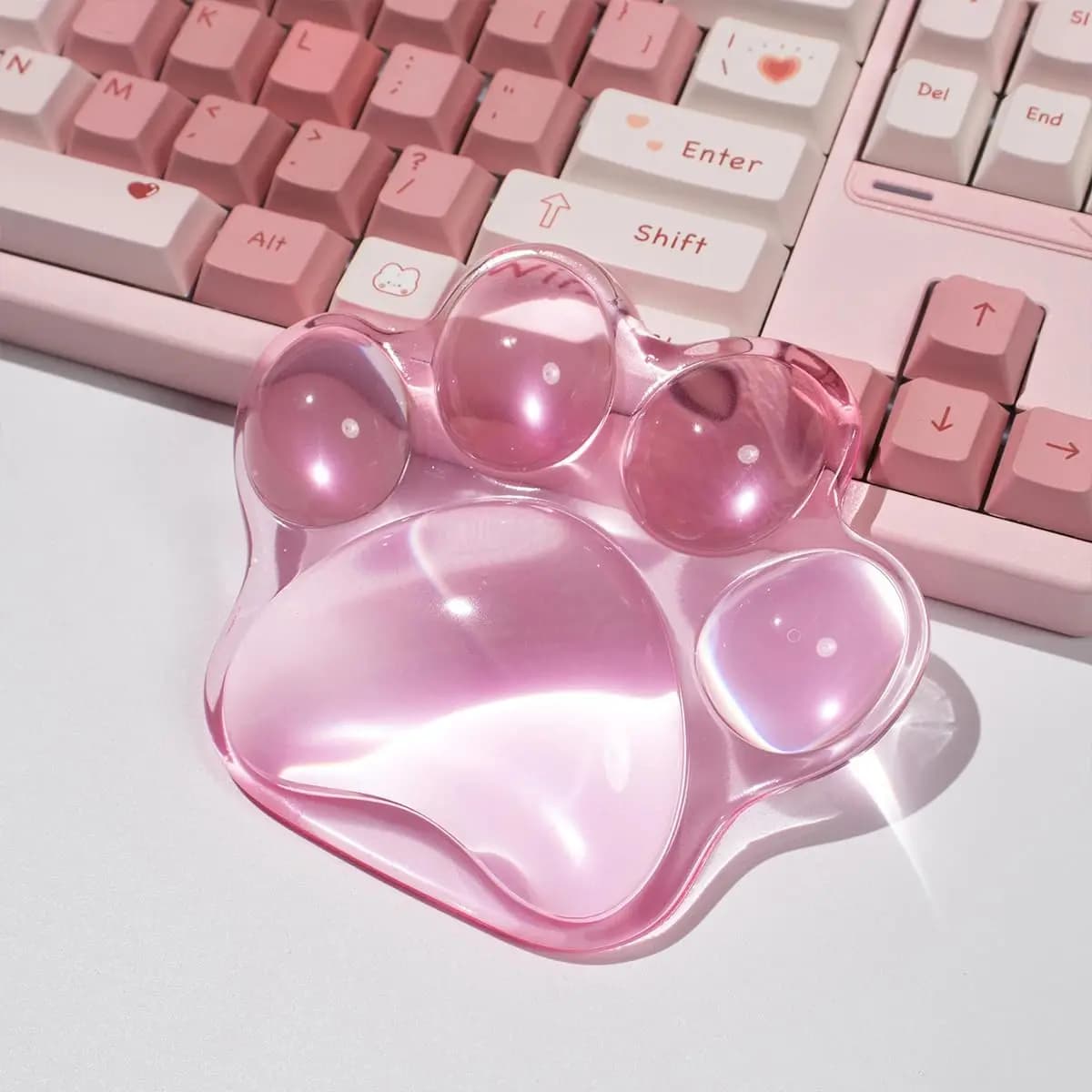 Poggiapolsi per mouse con zampa di gatto Tappetino di supporto per polso per mouse in gel trasparente Simpatico cuscino da polso ergonomico bianco per mouse