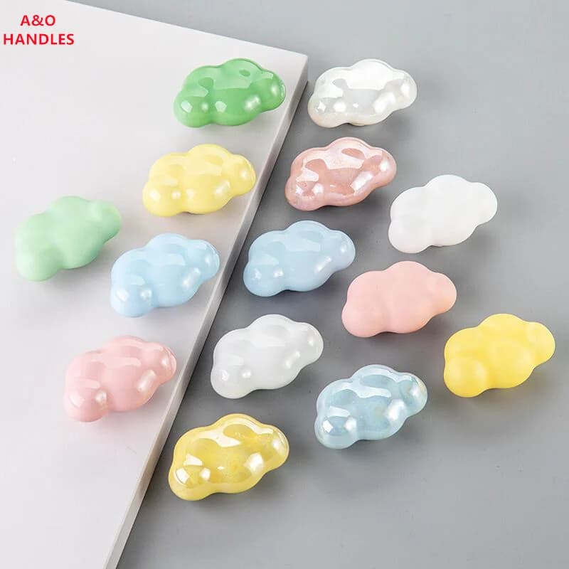 Maniglie Cassetto Armadietto Mobili Maniglie da cucina per Manopola dell'armadio Manopola del cassetto della porta Ceramica colorata Nuvola Stella Foro singolo