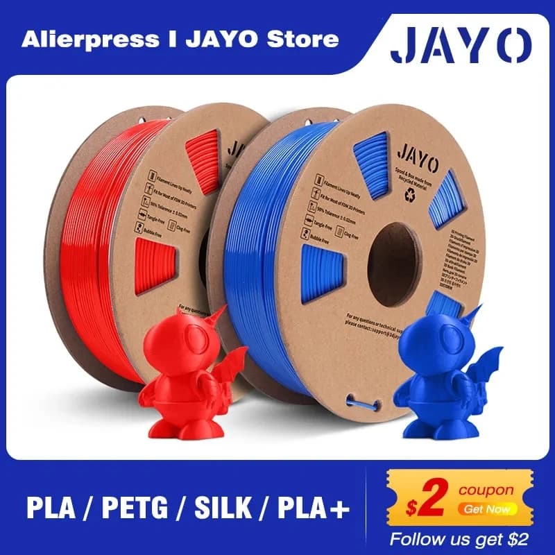 JAYO ABS/PLA META/PETG/SETA/TPU/Legno/Arcobaleno/Marmo Filament for 3D printer 1.75 mm 2 rolls of 3D printing materials for 3D printer