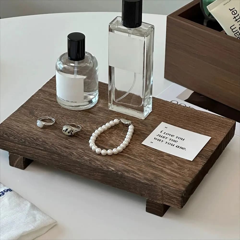New Wooden Aromatherapy Perfume Tray Square Retro Jewelry Storage Tray Rack Key Rack Entrance Home Decoration