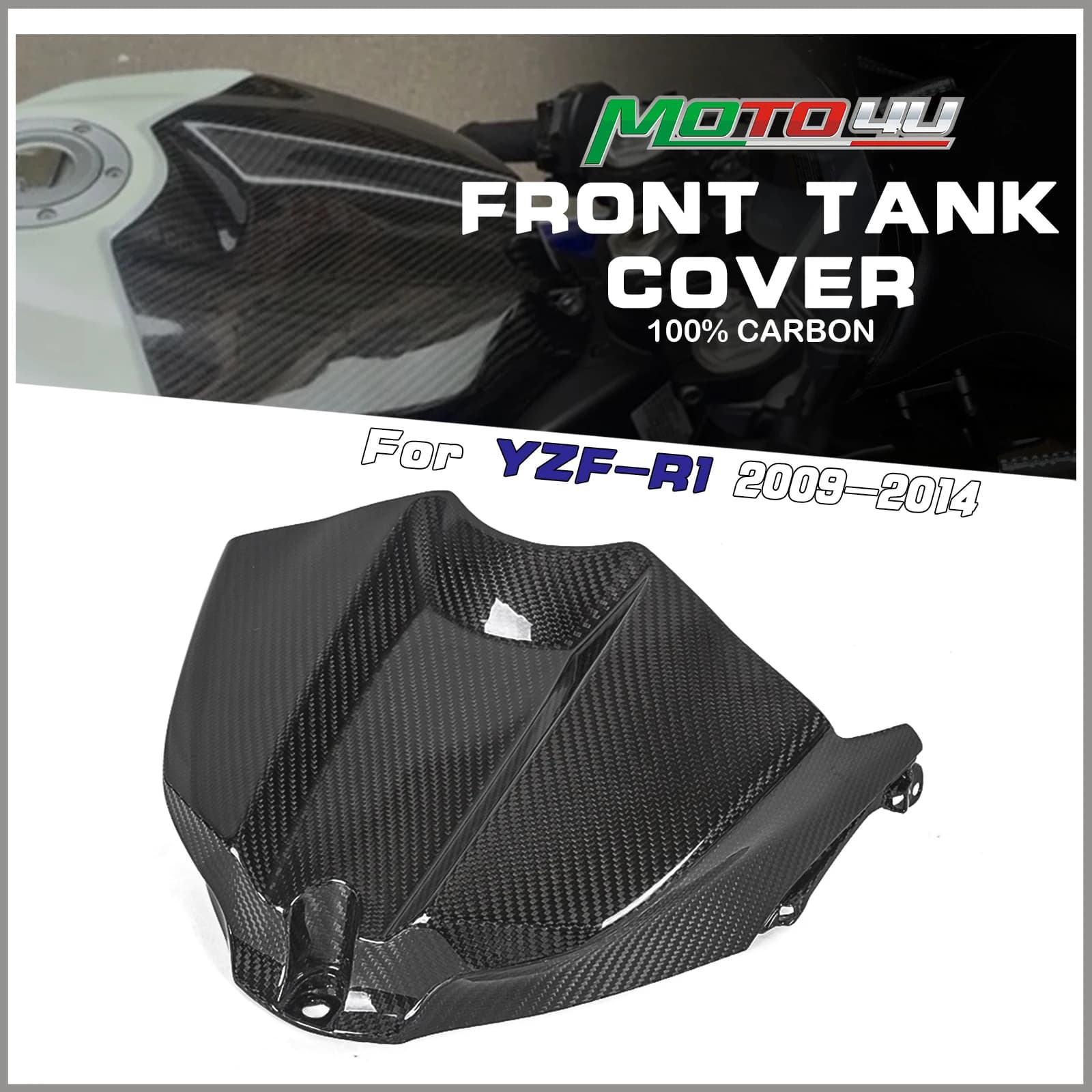 Per Yamaha YZF-R1 R1 2009-2014 2010 2011 2012 100% In Fibra di Carbonio Moto Copertura Del Serbatoio Anteriore Copertura di Protezione Del Serbatoio Del Carburante Gloss