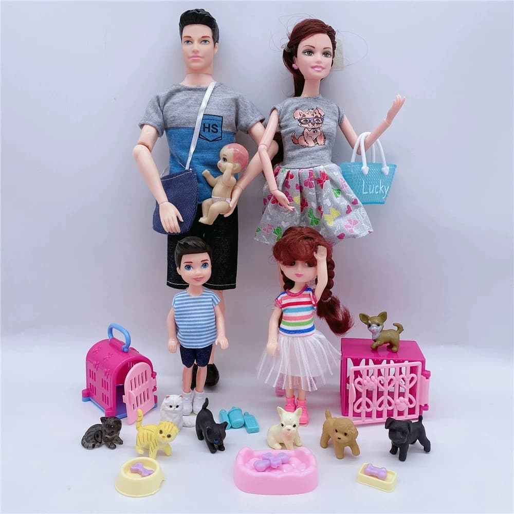 Carino DollHouse Famiglia Set di bambole Accessori per passeggino per bambole incinte da 11,5 '' con bambola per bambini Compleanno Regalo di Natale Giocattoli per bambini