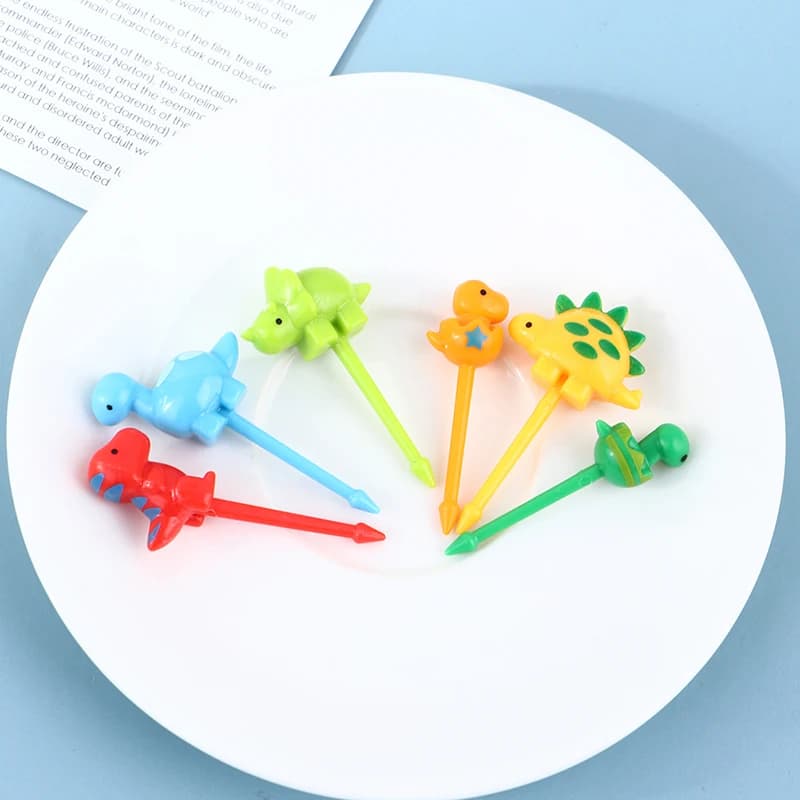 Nuovi 6 Mini Spiedini con Occhi di Cartone Animato, Forchette Kawaii per Bento Box, Decorazioni per Buffet e Feste