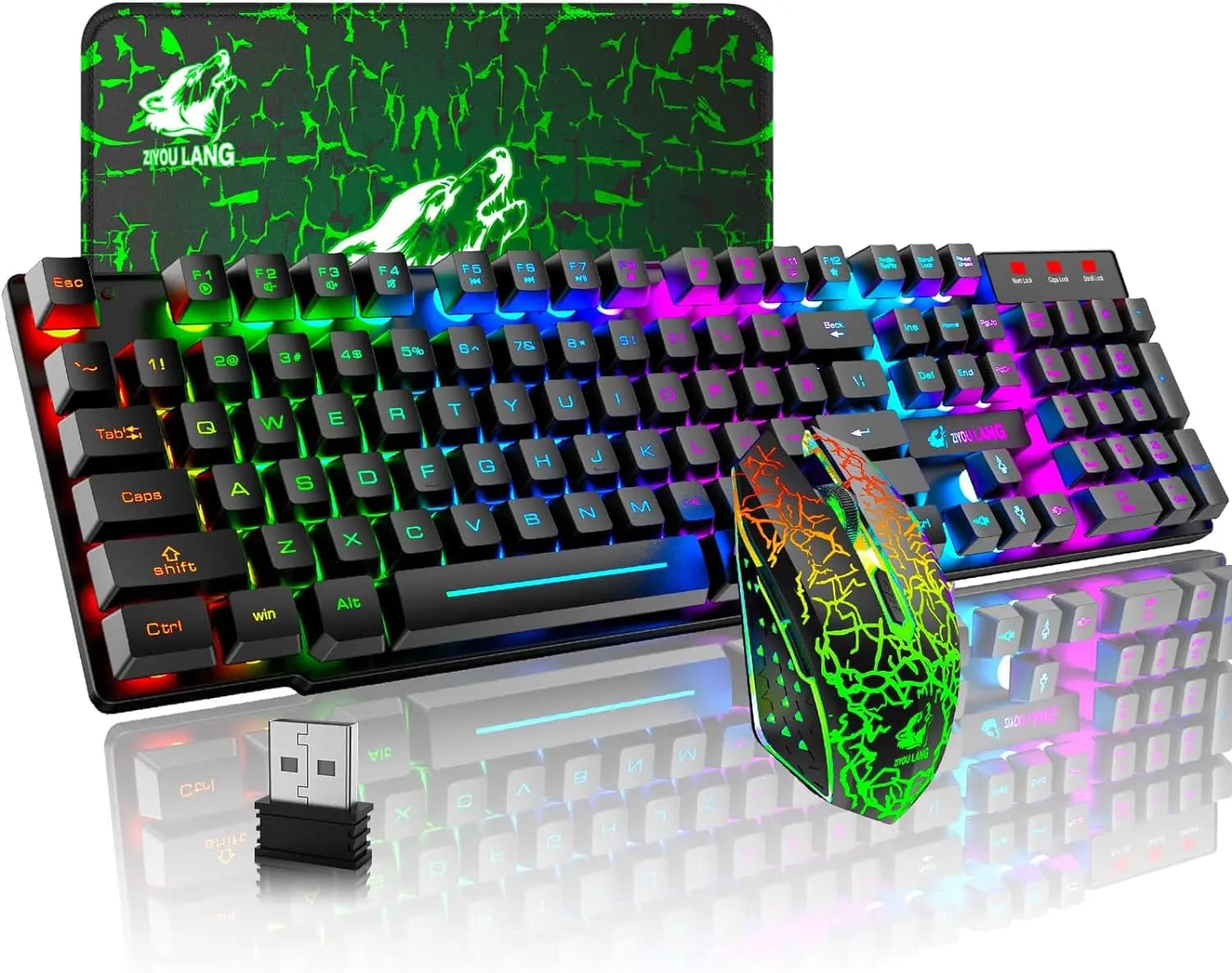 MAMBASNAKE x ZIYOU LANG T3 Combinazione tastiera e mouse da gioco wireless Retroilluminazione arcobaleno