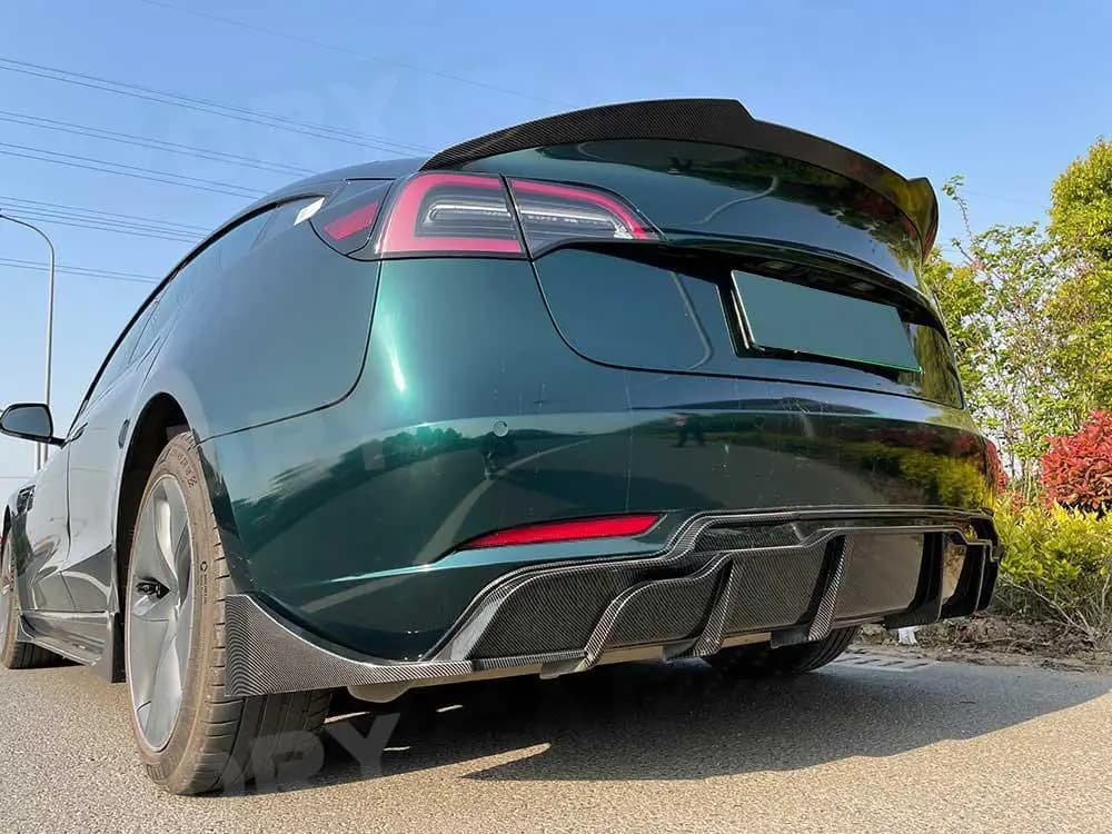 Rear Bumper Lip Chin Spoiler For Tesla Model 3 Rear Bumper Lip Diffuser Splitters Spoiler Car Styling Body Kits Accessories