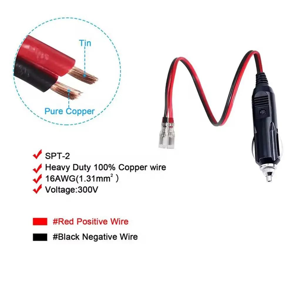 12V 24V Car Cigarette Lighter Plug Male Connector with Wire 20A Fused Universal Car Cigarette Lighter Plug with Power Cord
