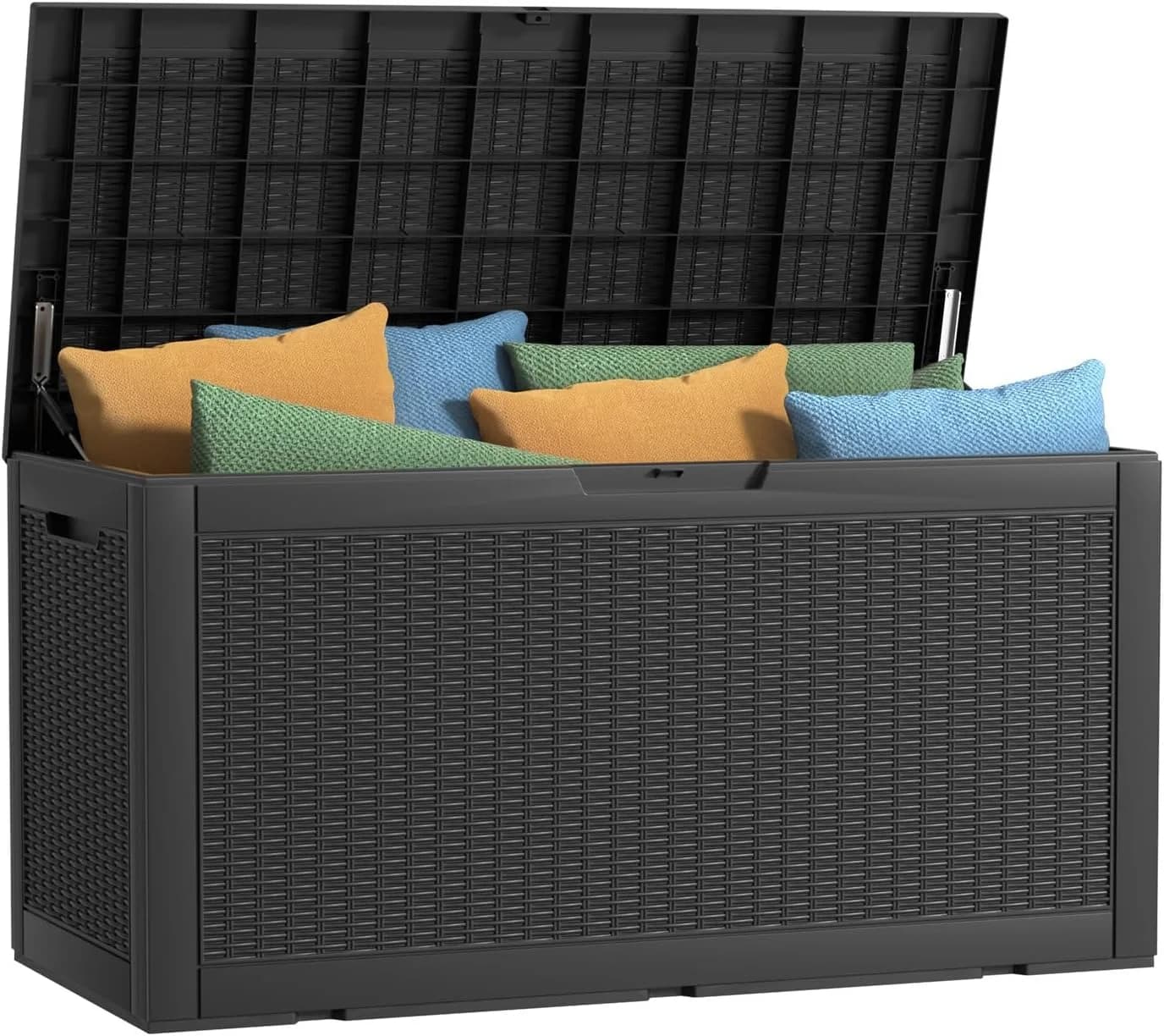 100 Gal Waterproof Bridge Box - Outdoor Container with Garden Furniture Lock, Garden Tools and Pool Accessories with Side Handles