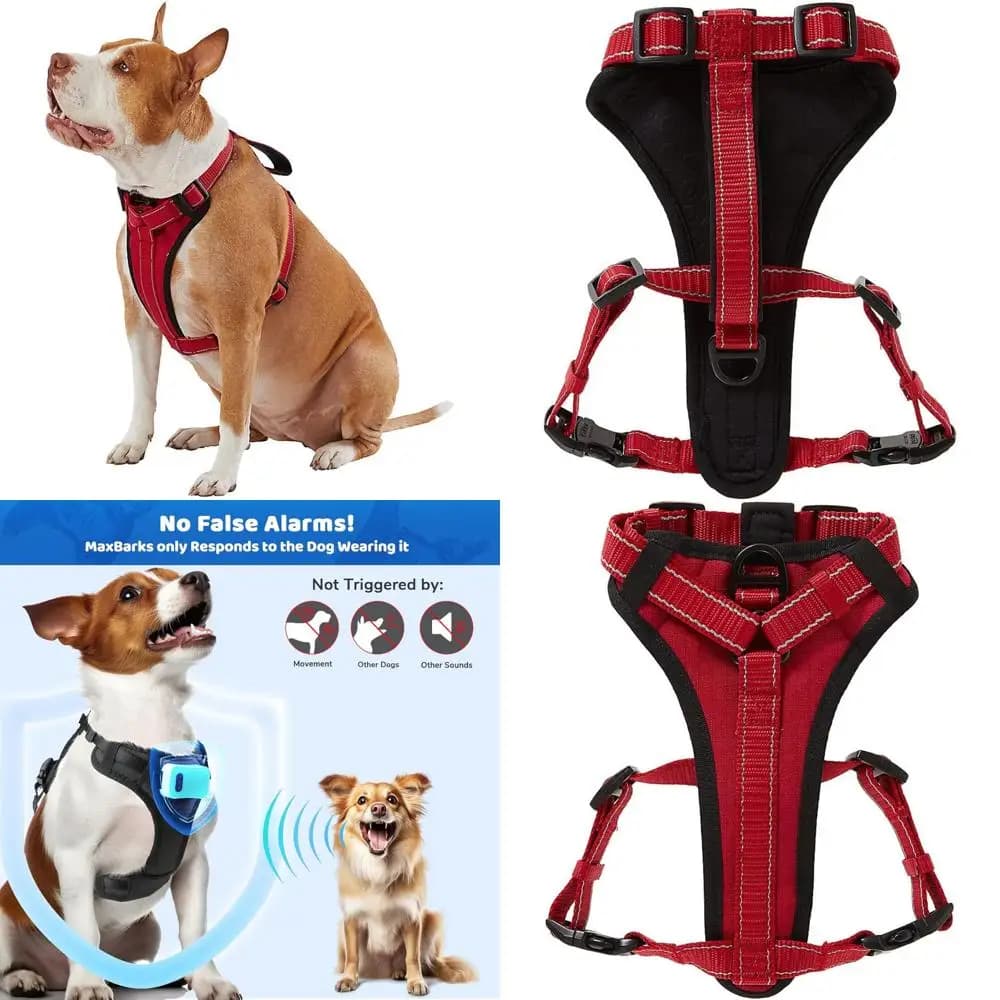 Pettorina per cani con piastra pettorale imbottita in neoprene ultra resistente - di medie dimensioni, rossa, per comfort e durata