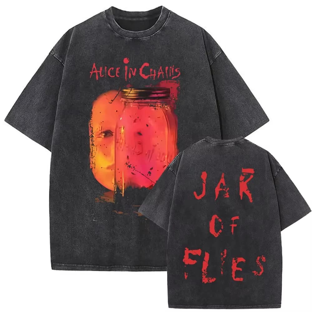Nuova T-shirt Grafica Vintage Lavata 2026 Alice in Chains Jar of Flies per Uomo, Stile Gotico Punk Pop Music