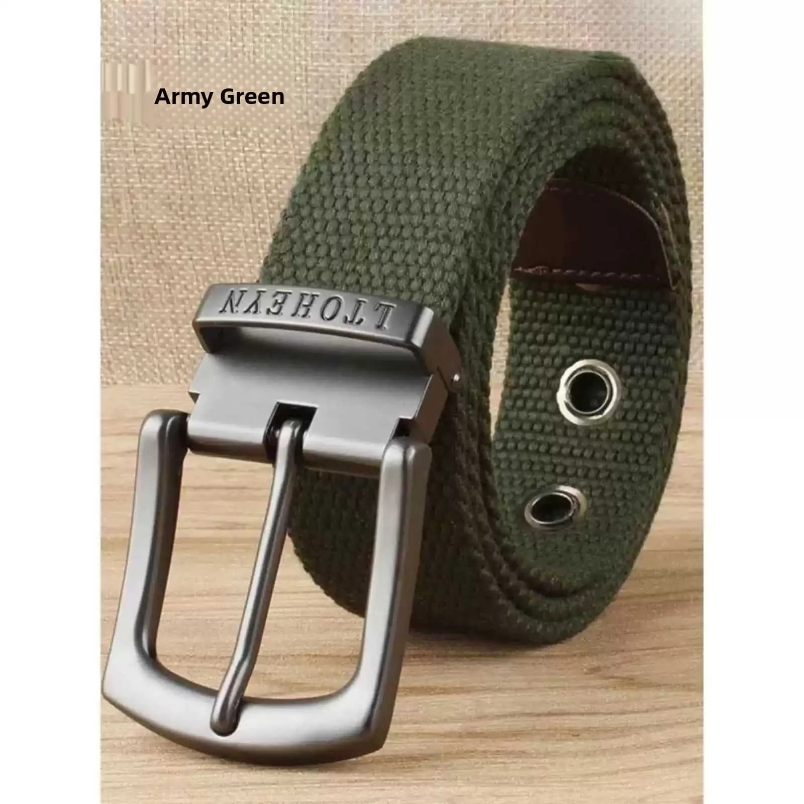 Extended Size Belt Men's Multi-Hole Canvas Waist Belt Versatile for Jeans Needle Buckle Student Korean Style Suitable for Women