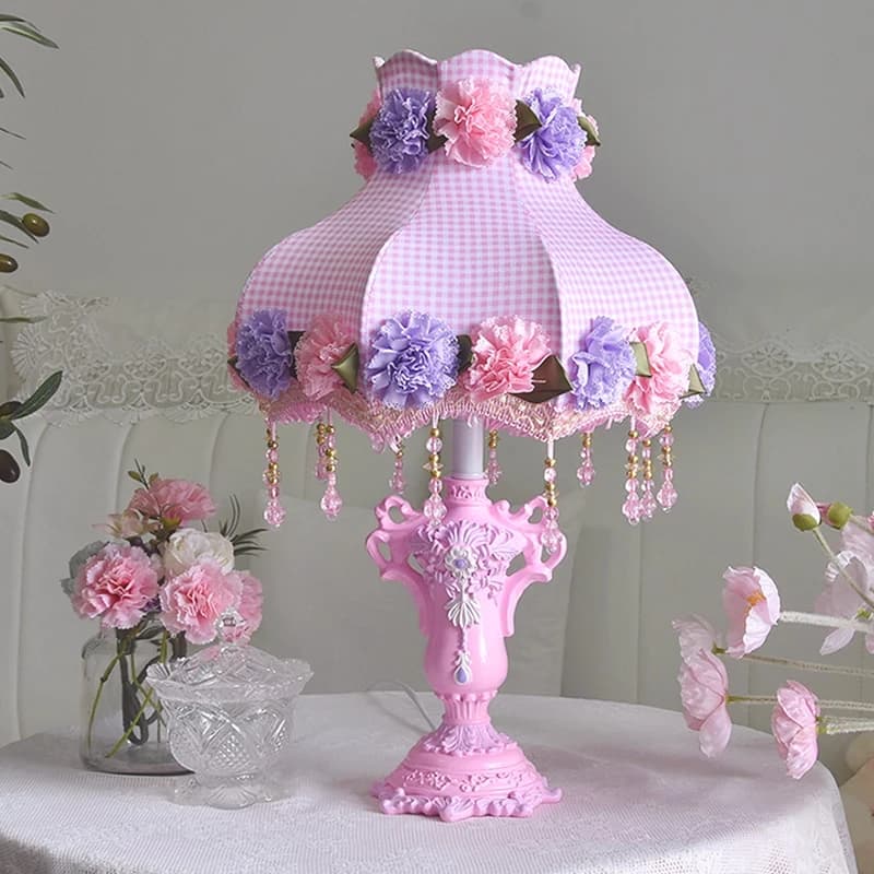 Lampade da tavolo a fiore rosa europeo per camera da letto Comodino Luci notturne a led Decorazione del soggiorno Lampada da scrivania moderna per matrimonio principessa