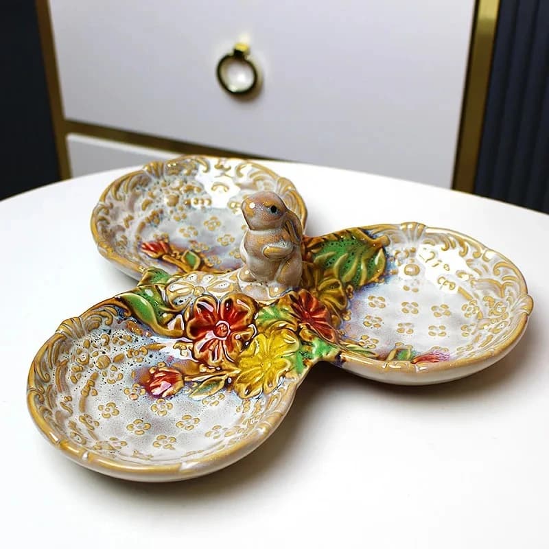 Cute Little Bird Decorative Trays Ceramic Fruit Plate Snack Dried Fruit Plate Dinner Table Fruits Tray Snacks Candy Storage Tray