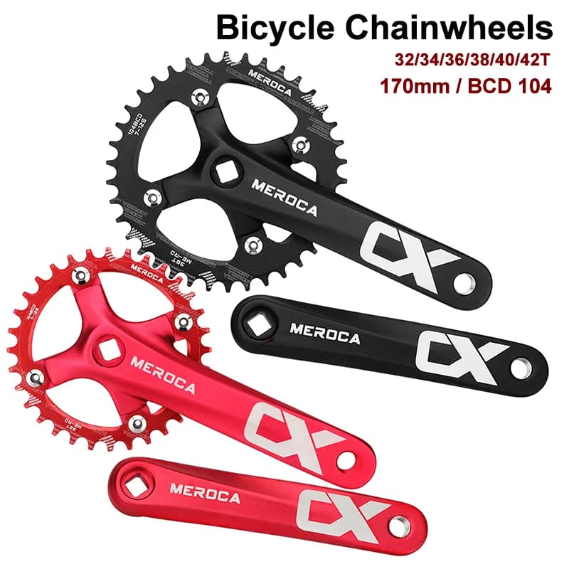 Set di ruote dentate per bicicletta economiche in lega di alluminio Guarnitura per mountain bike MTB quadrata BCD economica da 104 mm 32/34/36/38T
