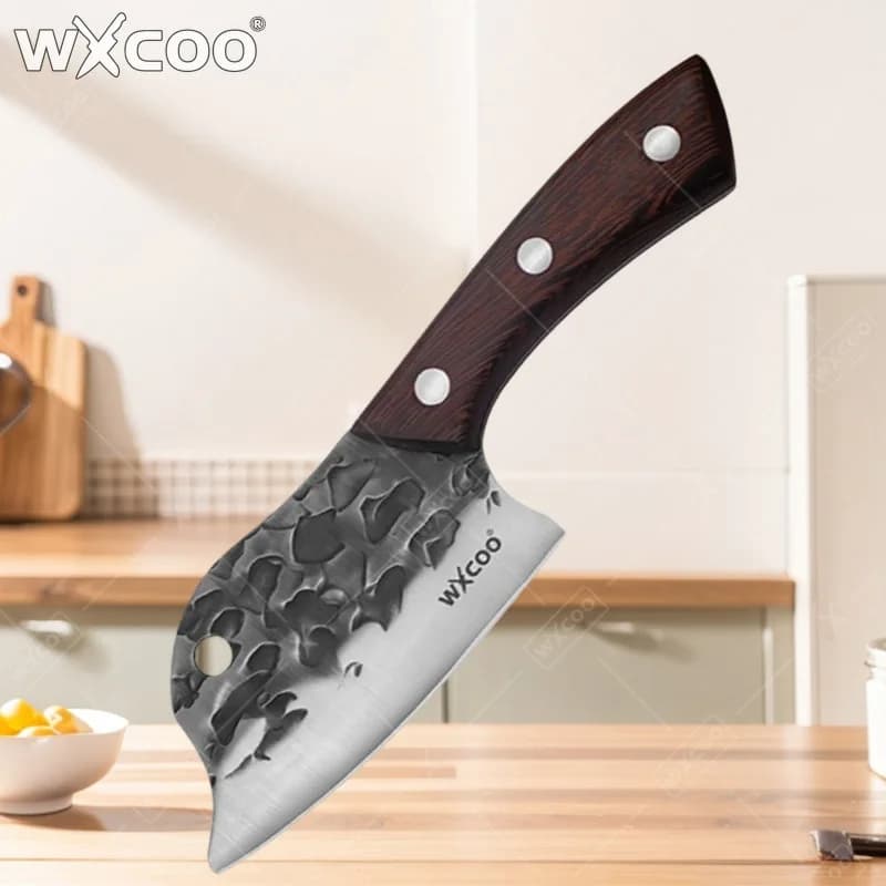 WXCOO Kitchen knife forged by butcher Chopper Hand-made hammer knife in stainless steel Butcher knife Fruit meat mannaia