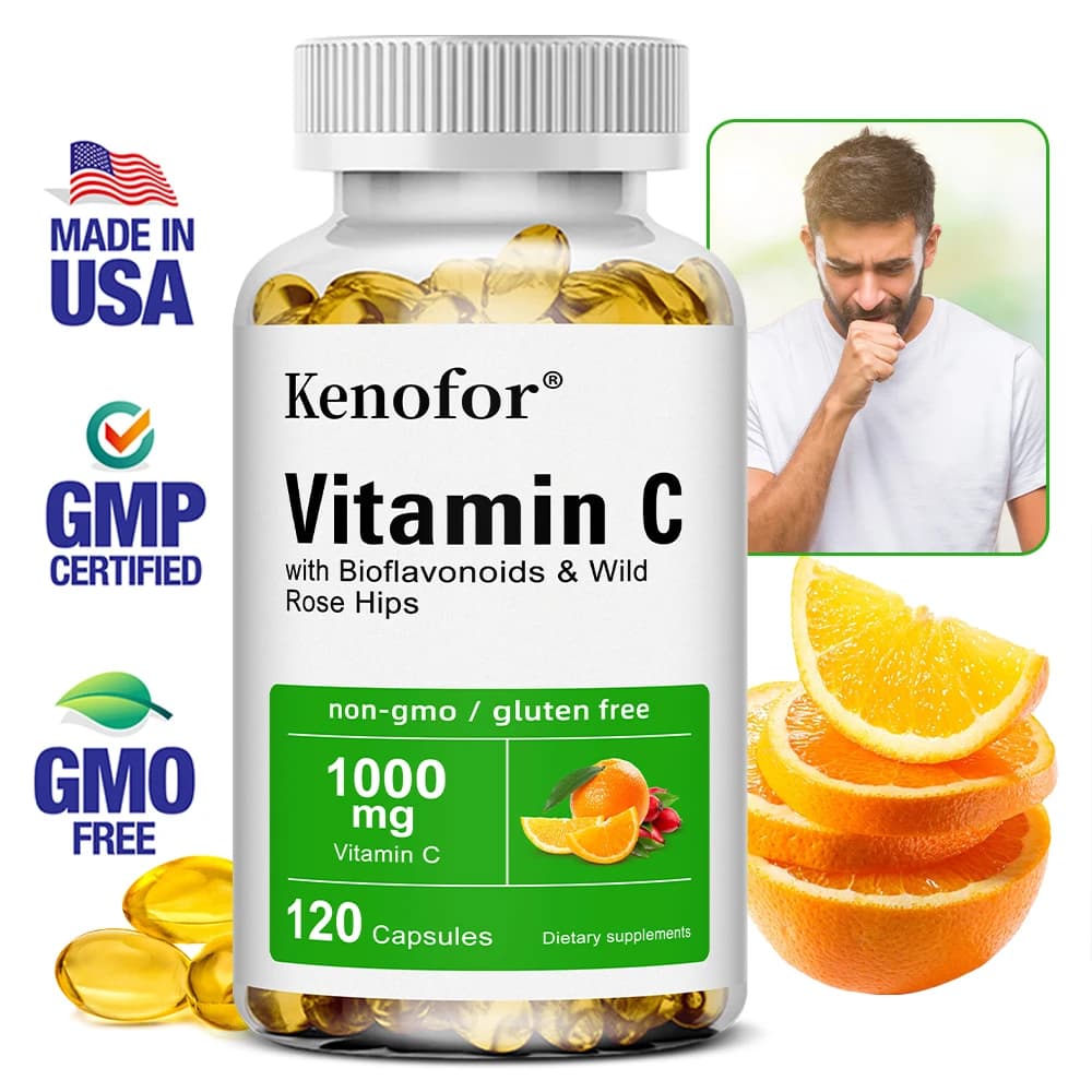 Vitamina C 1000mg | 120 Capsule, con Bioflavonoidi e Rosa Canina, Integratore Non-OGM Senza Glutine, Formula ad Alta Concentrazione