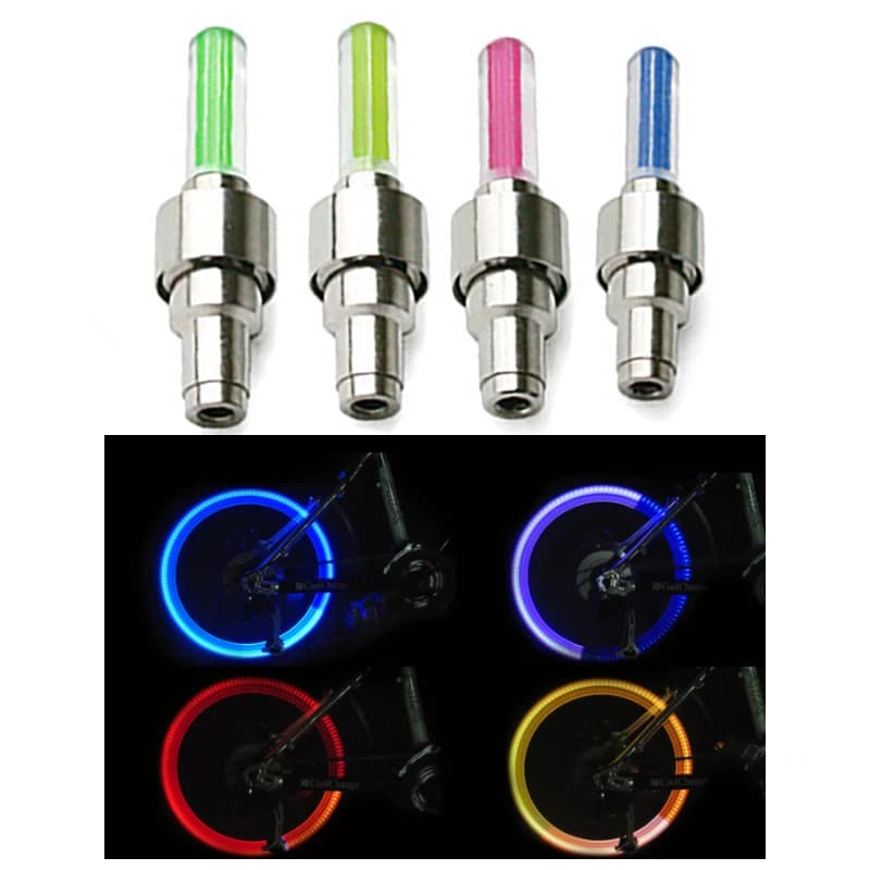 2PCS auto moto pneumatico valvola luce bicicletta LED luce pneumatico tappo valvola torcia ruota raggio leggero accessori per biciclette