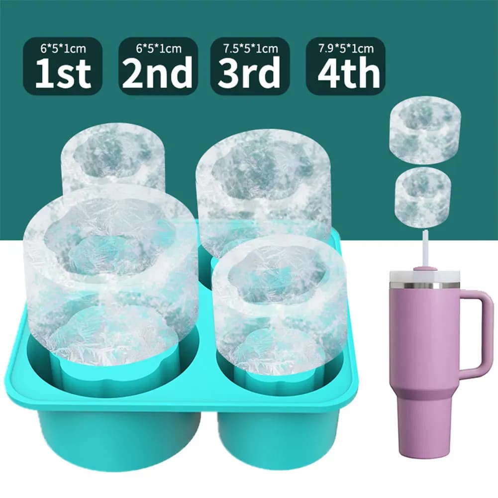 Stampo per Cubetti di Ghiaccio con Coperchio, Stampo in Silicone per Cubetti Cilindrici e Circolari, Compatibile con Tumbler Stanley 40oz 30oz 20oz 14oz