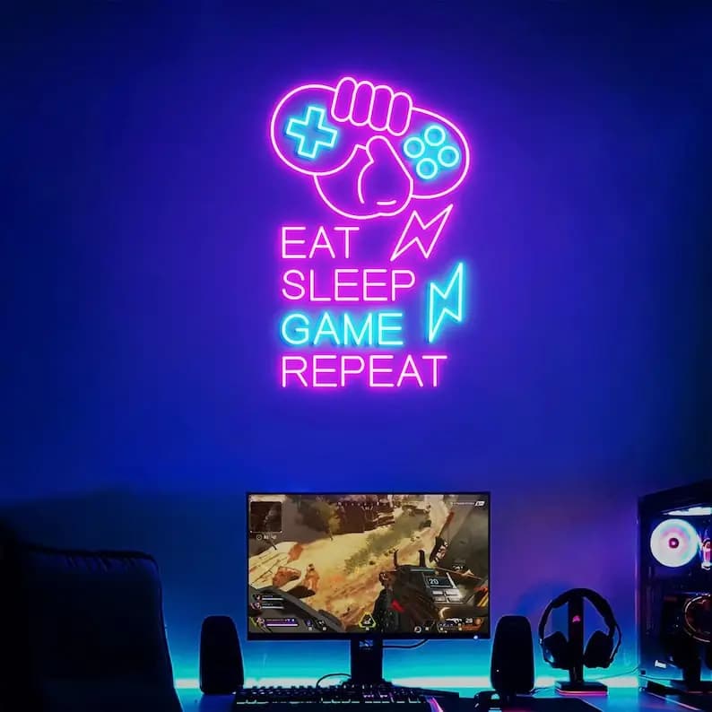 Controller per gamepad Insegna al neon Controller per giocatori Luce a LED Zona di gioco Decorazione da parete Bar Club Camera da letto Festa Computer Videogioco Man Cave