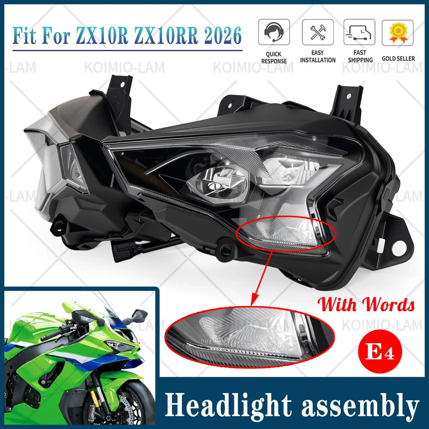 Faro Anteriore Moto per KAWASAKI NINJA ZX10R ZX10RR 2026 - Gruppo Ottico Completo ZX-10R ZX-10RR ZX 10R