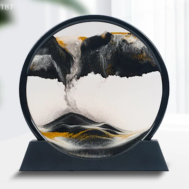 Office Home Decor Estratto 3D Clessidra Sabbie mobili Sabbia in movimento Immagine artistica Vetro rotondo Mare profondo Paesaggio di sabbia Artigianato Pittura fluente
