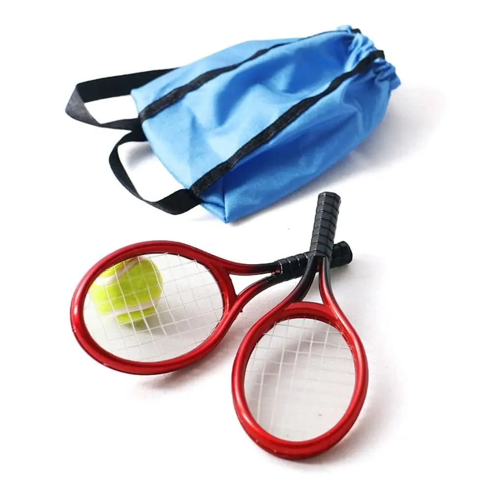 Photo Props Scene Model Sport Equipment Set Miniature Racquet Ball Bag Tennis Racket kits Dollhouse Accessories