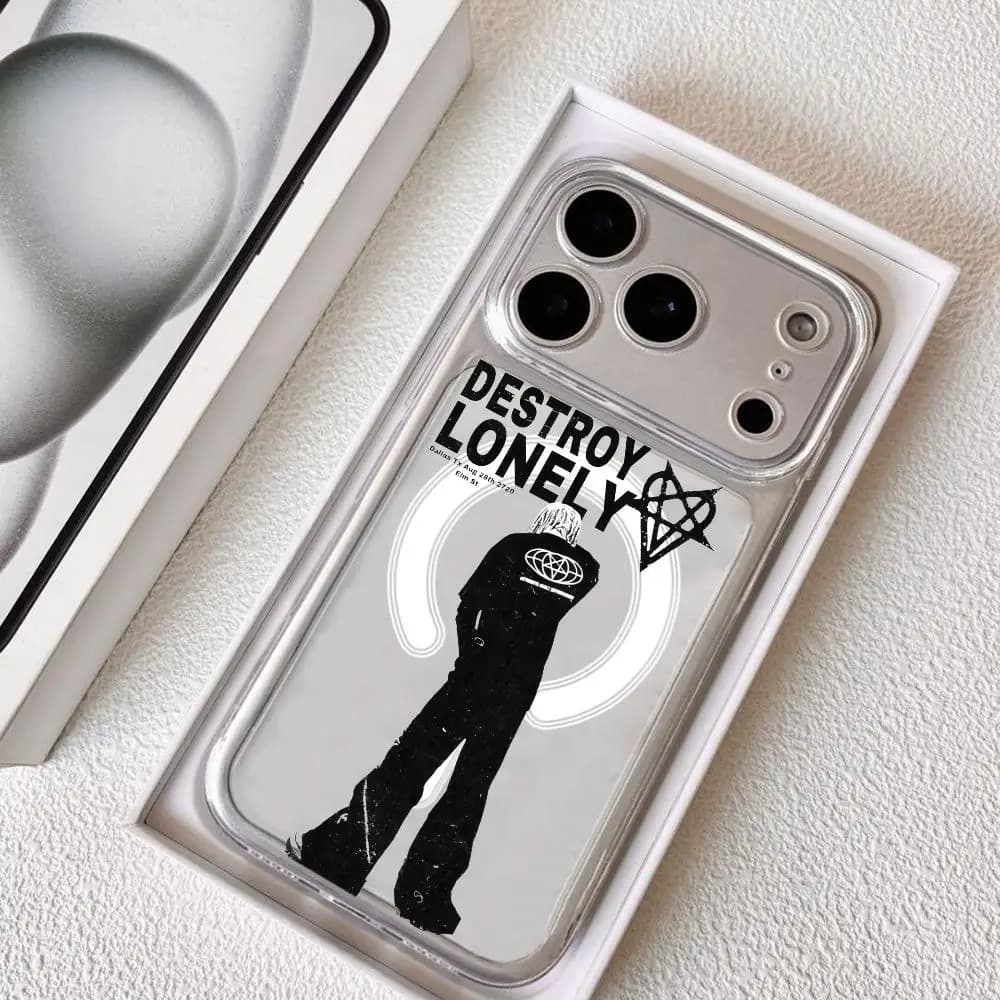 D-Destroy L-Lonely Phone Case for iPhone 17 16 15 14 13 12 11 Pro Max Plus Clear Magnetic Shockproof Scratch-Resistant