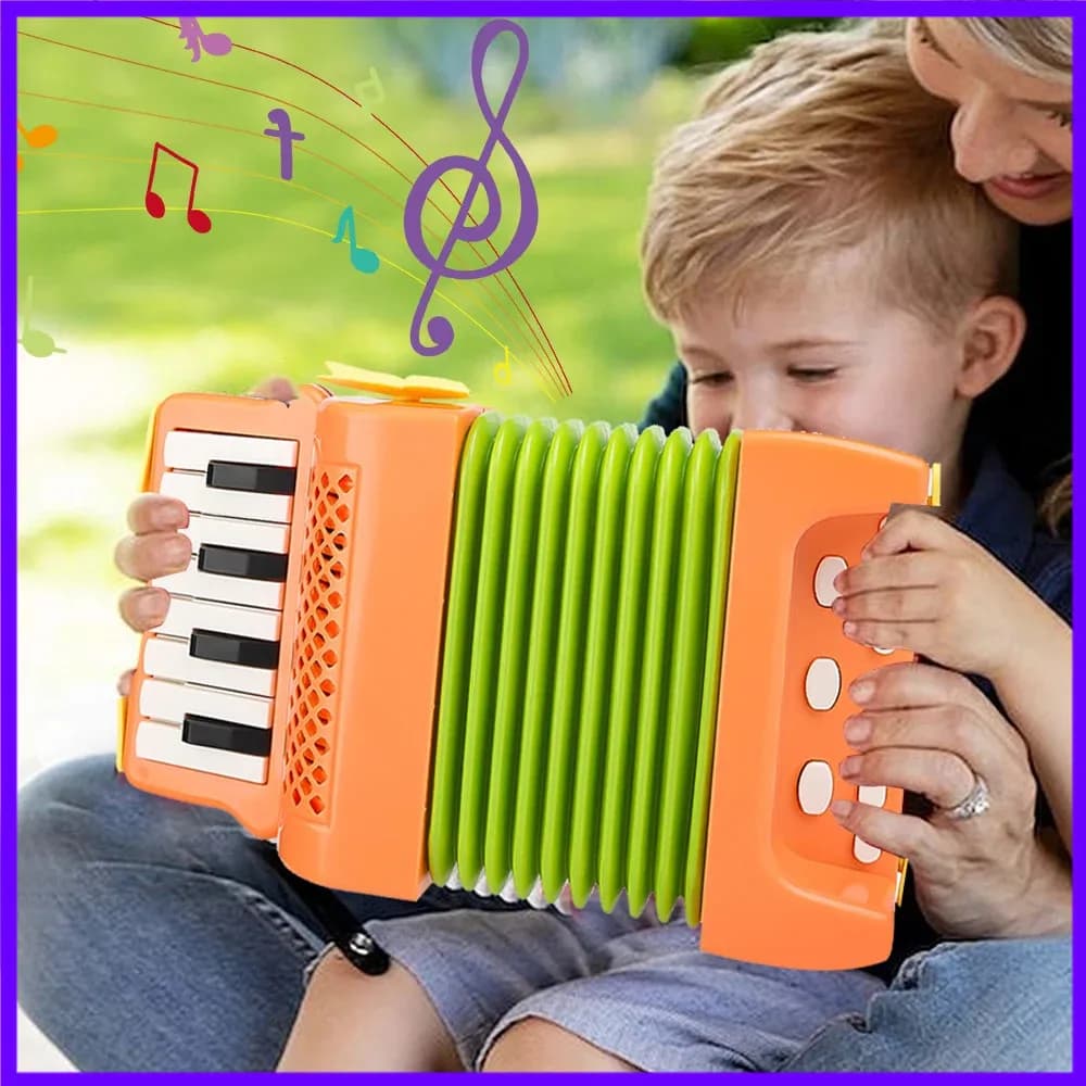 Giocattolo per fisarmonica per bambini 10 tasti 8 bassi Strumento musicale educativo per i più piccoli Regalo per l'apprendimento precoce dei bambini per la neonata