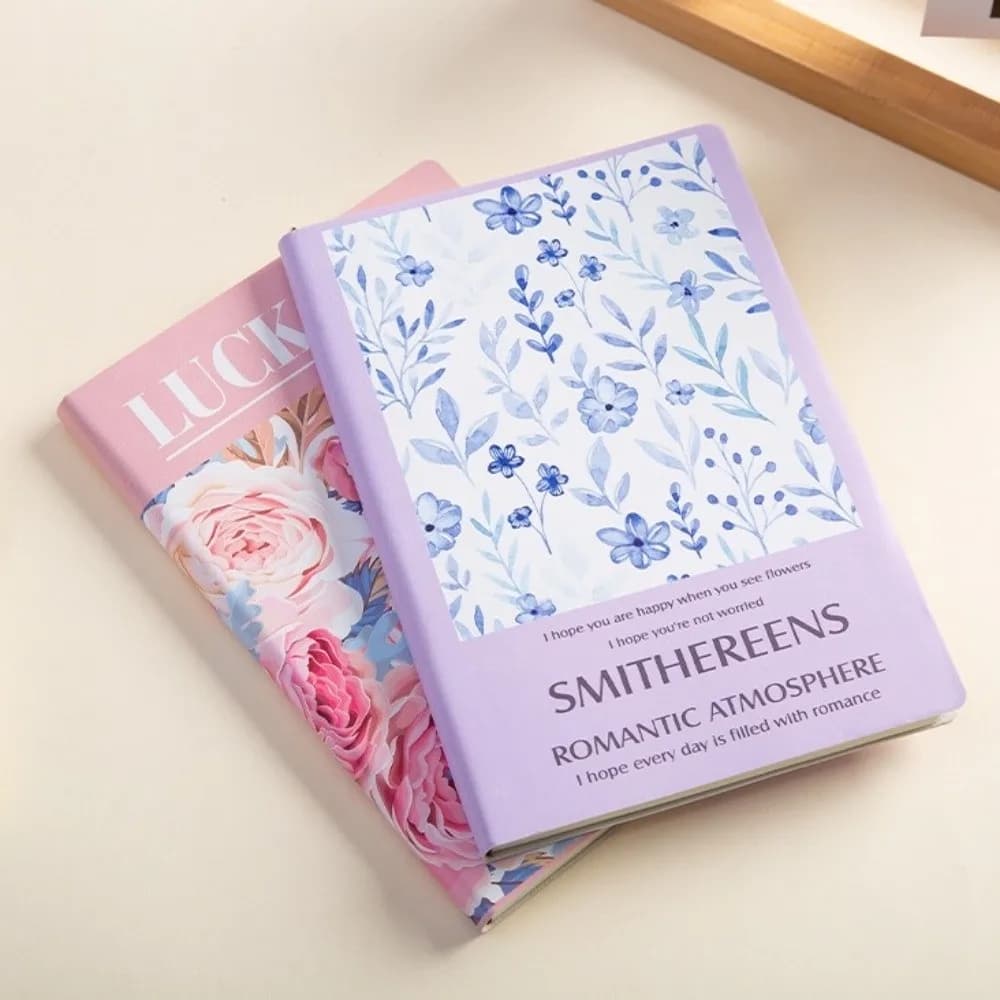 Cute Floral Flower Notebook PU Leather Thickened Office Journal Diary Notepad Stationary Wear-resistant Class lined NoteBook