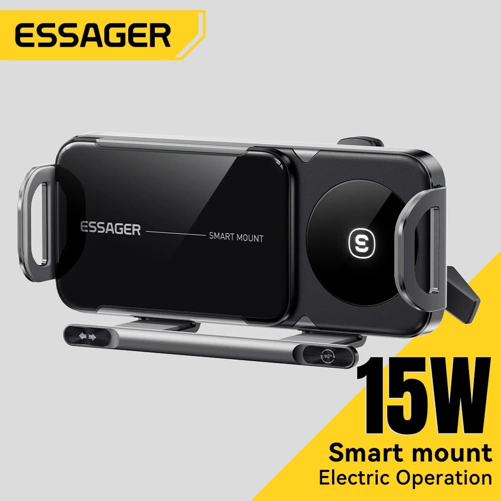 Essager 15W Caricatore Wireless per Auto Dual Coil Girevole One-Touch Supporto per Telefono per Auto per Samsung Galaxy Z Fold6 5 4 Flip 6 5 4 iPhone