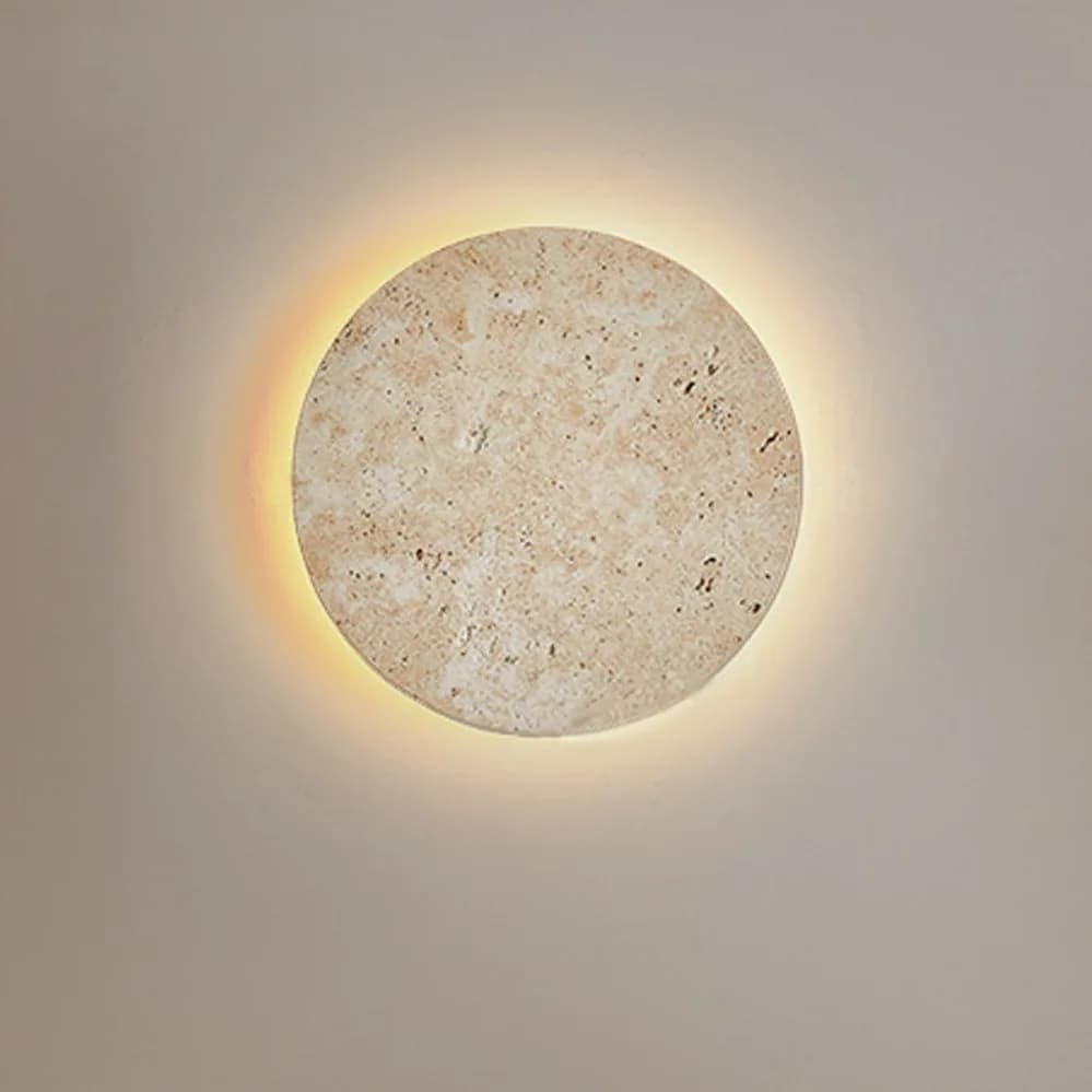 Lampada da parete in travertino giallo Wabi-Sabi, lampada da parete a LED in pietra naturale per comodino camera da letto, corridoio, scala domestica Deocr