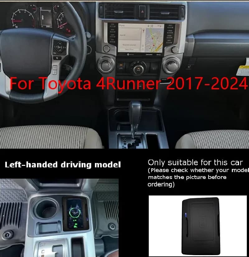 2DIN For Toyota 4 Runner 4runner 2017-2024 Car center console phone charger fast wireless charger charging plate charging holder
