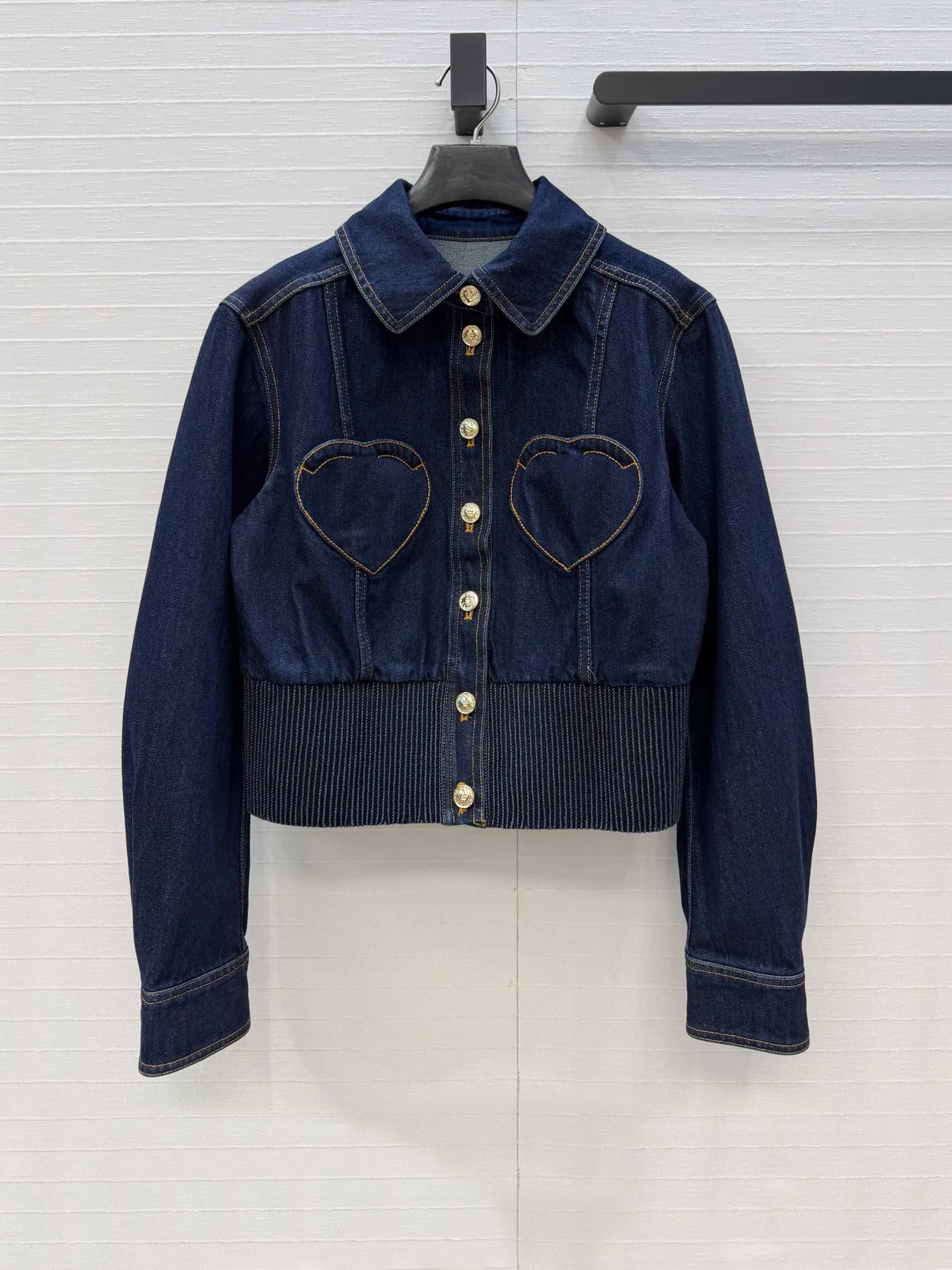 New Spring Collection 2026: Cotton Denim Jacket and Jeans Set with Heart Pattern for Women