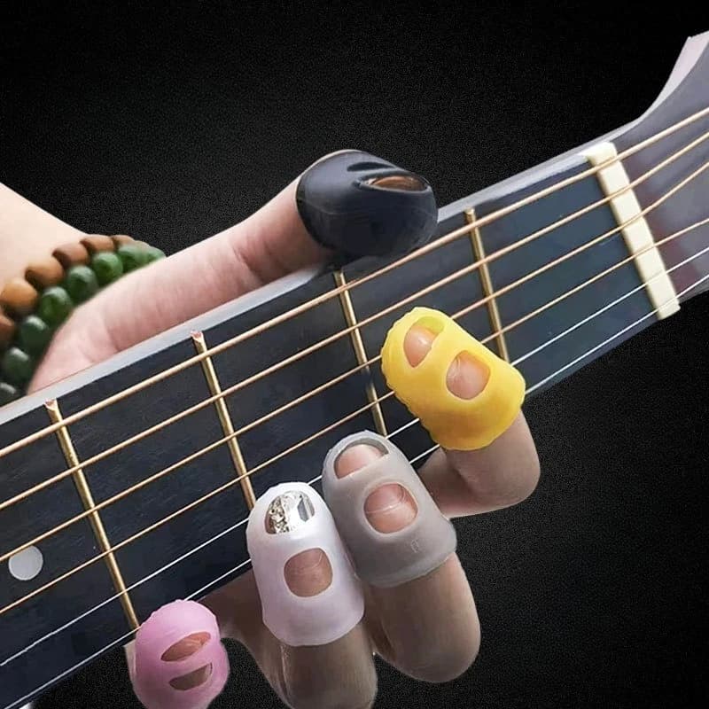 Copri dito morbido in silicone colorato per chitarra Copri dito traspirante antiscivolo Ukulele Protezione antidolore per mano sinistra