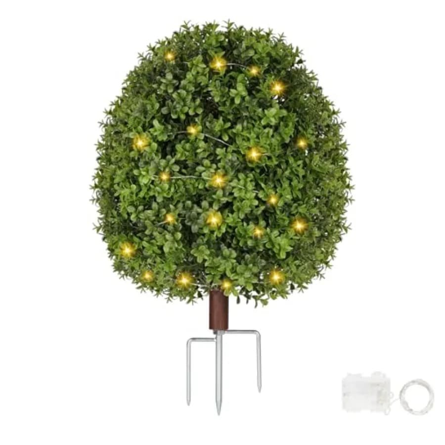 Alberi di Bosso Artificiale per Esterni, Sfere di Bosso Finte Resistenti ai Raggi UV, Arbusti Finti Sempreverdi per la Decorazione Frontale