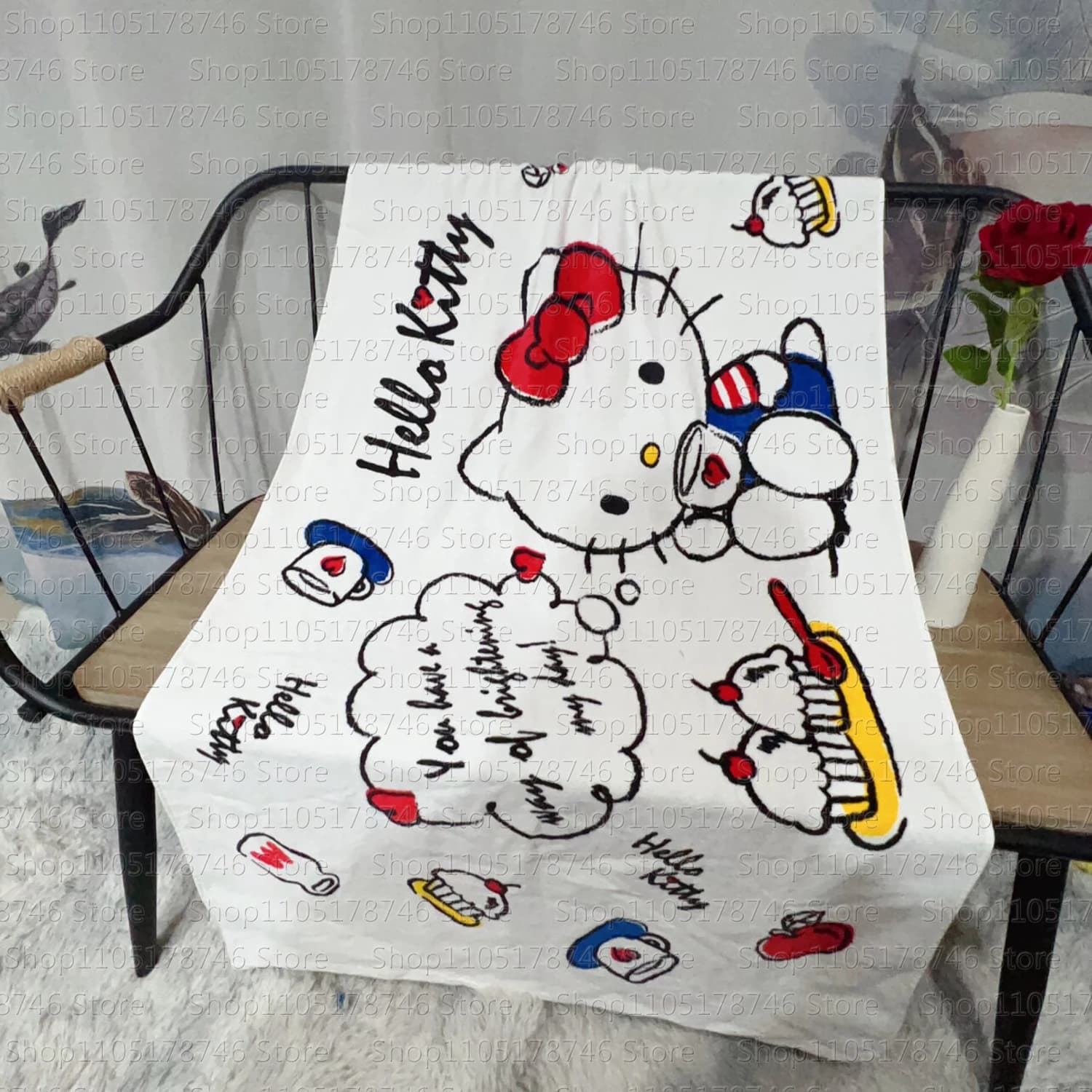 Asciugamano in Microfibra Hello Kitty ad Asciugatura Rapida per Fitness, Panno Assorbente per Sauna, Asciugamani da Palestra con Design, Asciugatura Veloce per Casa