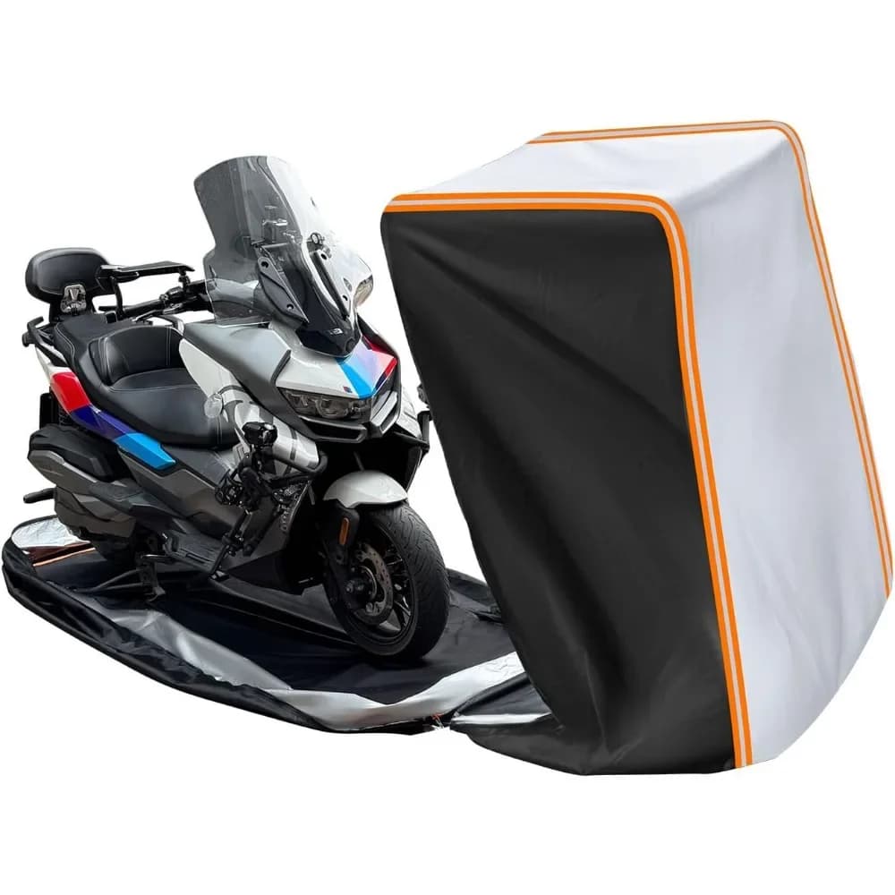 Telo Coprimoto Resistente per Tutte le Stagioni con Strisce Riflettenti, Adatto per Scooter e Moto da Turismo fino a 108 Pollici