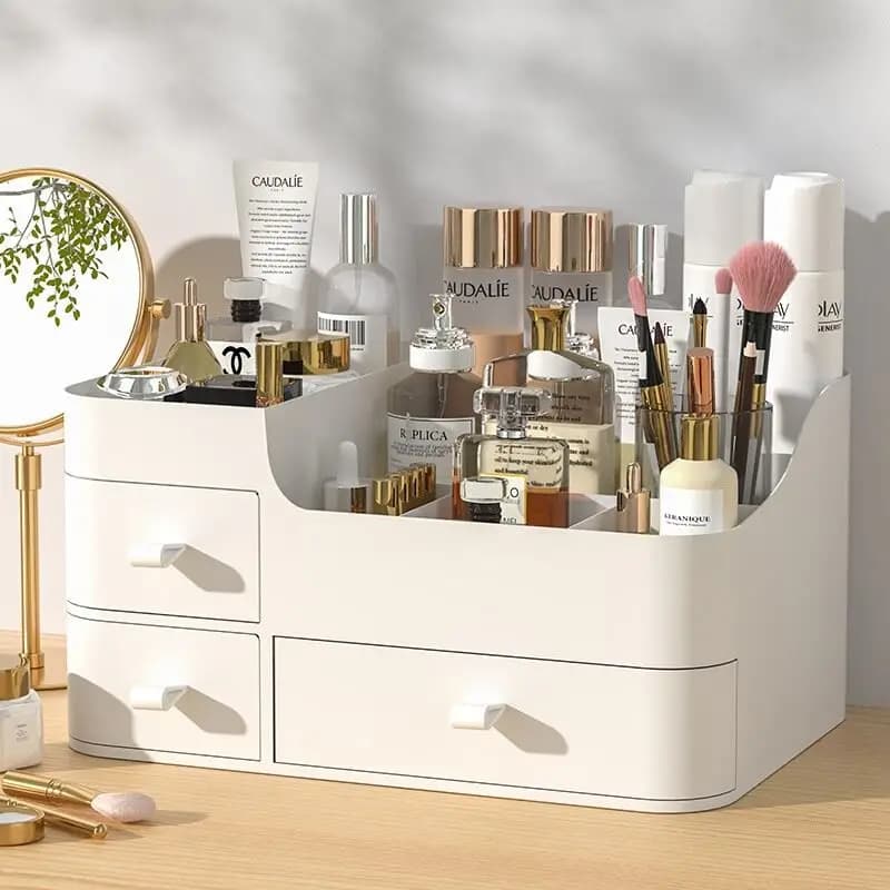 Desktop Makeup Organizer Box Jewelry Storage Case Cosmetic Accessories Rack Simplistic Korean Style Plastic File Folder Stora...