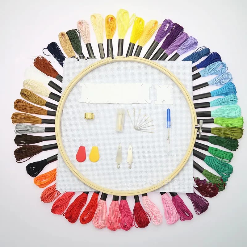 50 bacche di colore ricamo punto croce filo cerchio kit set artigianale per maglieria accessori per cucire fai da te cucito artigianale