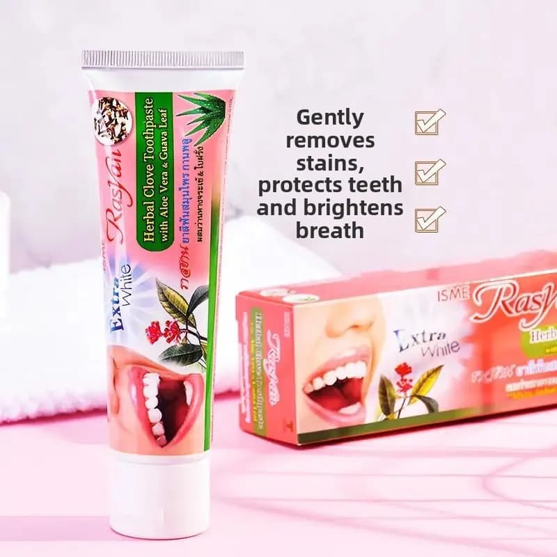 Thai toothpaste Rasyan Yellow tartar removal Bad breath Protecting gums Refreshing breath Beauty Health whitening product for teeth