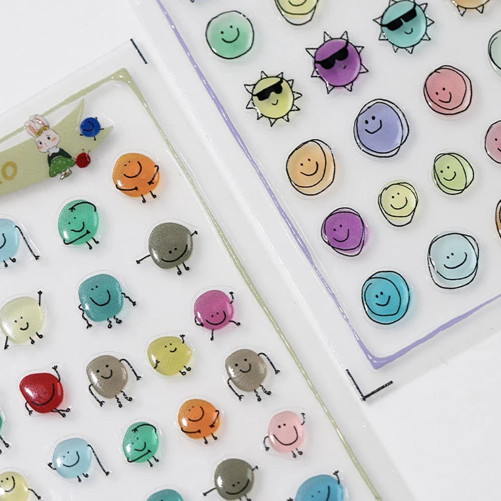 Adesivi per nail art con sorriso gelatina coreana Simpatici occhi ingombranti Occhiali da sole fantastici 5D Effetto gel lucido Decorazione per nail art Decalcomanie per manicure