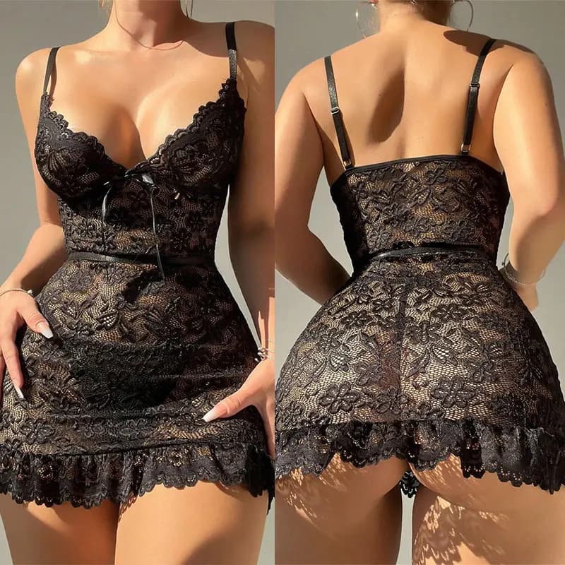 Erotic dresses for sex with opening on horse Open bra Lace night garments Lenceria Hot erotic underwear sexy evening dress Night shirts