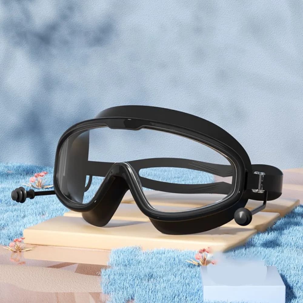 Large Frame Swimming Goggles Anti-fog Waterproof Swim Training Glasses Anti Choking with Earplugs Diving Eyewear