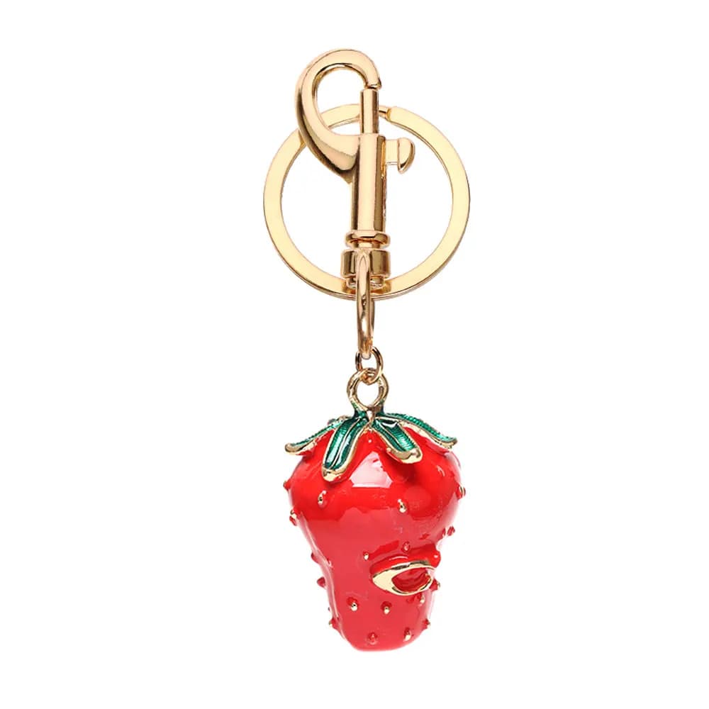 Portachiavi con ciondolo a forma di fragola rossa, adatto per portachiavi, zaino, auto, decorazione, accessori gioiello, regalo per le vacanze