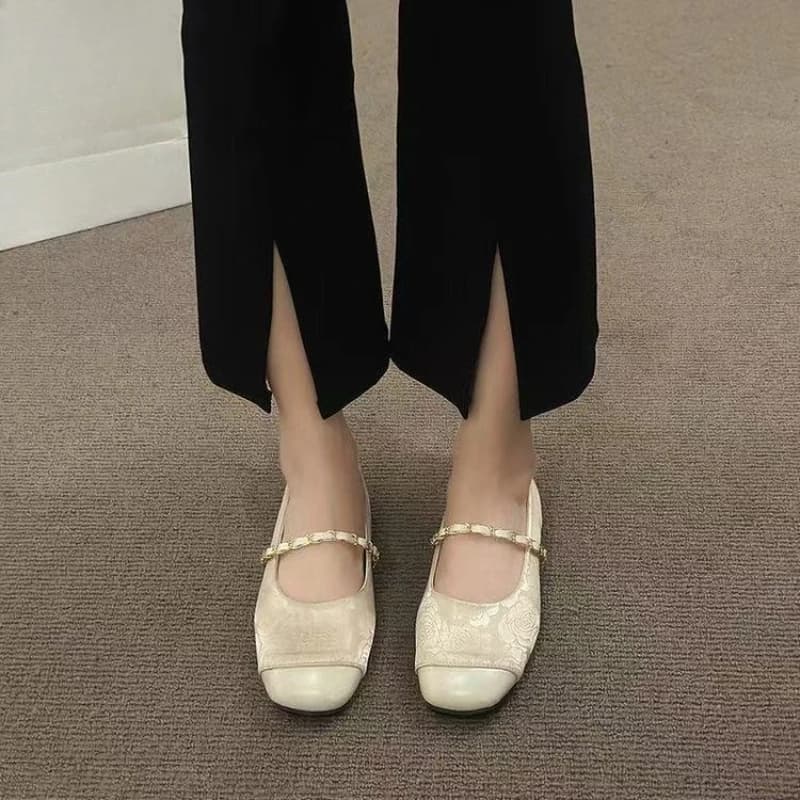 2025 Nuova Primavera Autunno Moda Fibbia Singolo Modello Solido da Donna Punta Quadrata Bellissimi Mocassini Casual e Comodi Zapatos