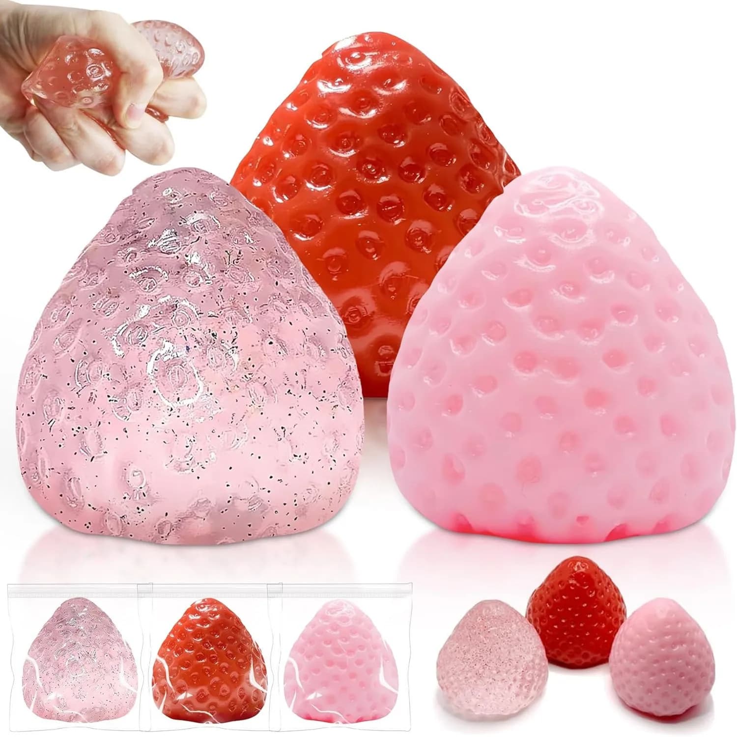 Taba Squishies Fragola Frutta Spremere Giocattoli Kawaii Appiccicoso Stress Agitarsi Giocattolo Regalo Perfetto Accessorio da scrivania per Bambini Adulti