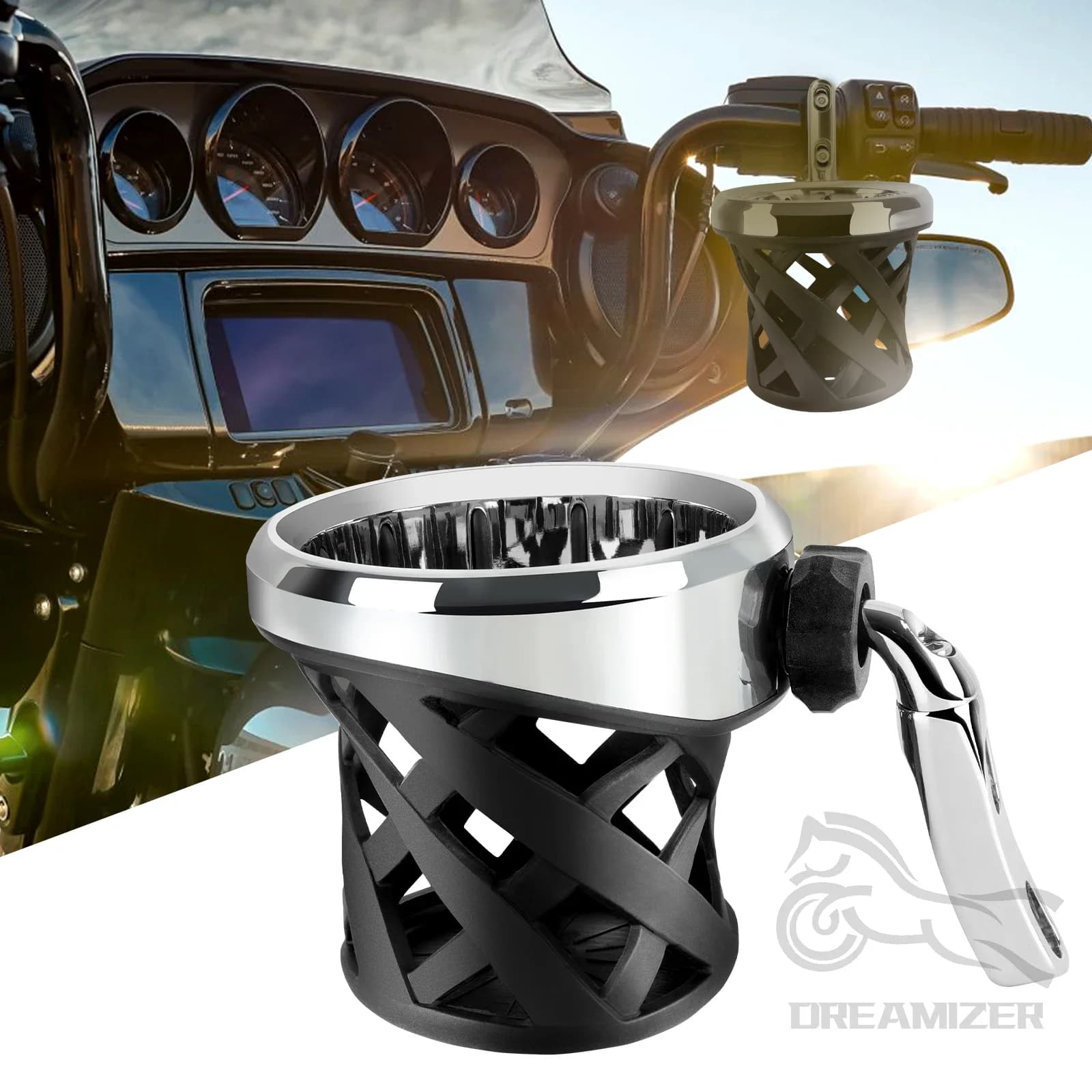 Portabicchieri per moto Manubrio Bottiglia per bevande Staffa per tazza montata per Harley Road Glide Electra Glide Dyna Softail XL883 FLHR