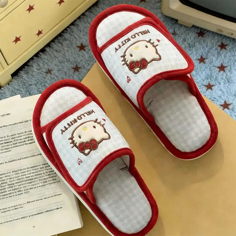 Anime Hello Kitty Women Plush Slipper Kawaii Female Winter Thickening Keep Warm Indoor Slipper Cute Girls Student Casual Shoes